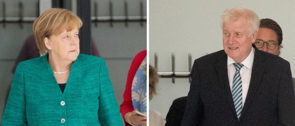 Bundeskanzlerin Angela Merkel (CDU) und Horst Seehofer (CSU), Bundesinnenminister.