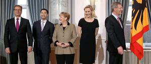 Die Kanzlerin mit dem Präsidenten und seiner Frau, dem Außenminister und dem Vizekanzler.