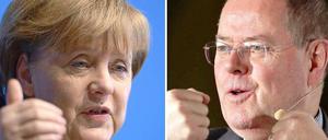 Bundeskanzlerin Angela Merkel (CDU) und SPD-Kanzlerkandidat Peer Steinbrück.