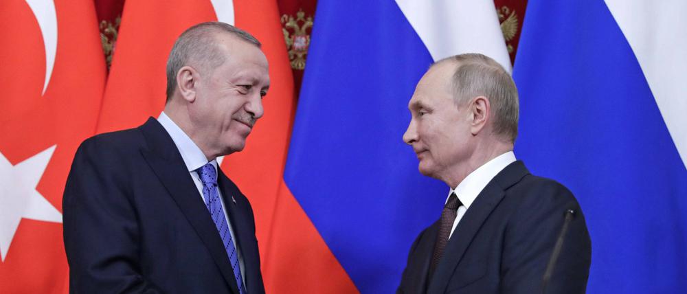 Erdogan und Putin bei einem Treffen im Kreml 2020.