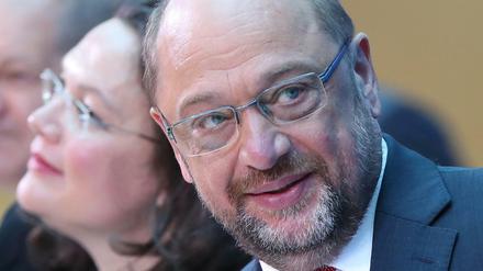 Martin Schulz vor Andrea Nahles (Archivbild vom 25.09.2017) 