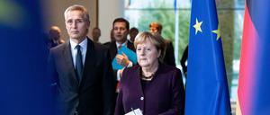 Bundeskanzlerin Merkel (CDU) und Nato-Generalsekretär Stoltenberg im Bundeskanzleramt.