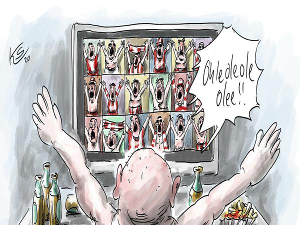 So sieht unser Karikaturist Klaus Stuttmann die Bundesliga mit Sicherheitsabstand.