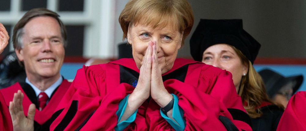 Mit dem Ehrendoktortitel ausgezeichnet: Kanzlerin Merkel in Harvard.