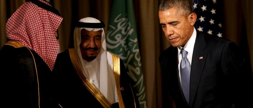 US-Präsident Barack Obama mit dem saudischen König Salman: Enttäuscht voneinander, aufeinander angewiesen.