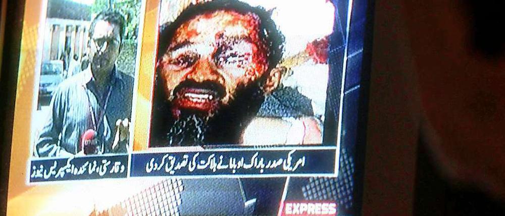 Pakistanische Fernsehsender zeigen Fotos einer entstellten Leiche. Angeblich handelt es sich um die des getöteten Top-Terroristen Osama bin Laden.