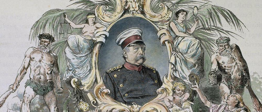 Eine zeitgenössische Darstellung zeigt Otto von Bismarck, den Reichskanzler.