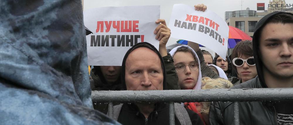Teilnehmer der Demonstration in Moskau.
