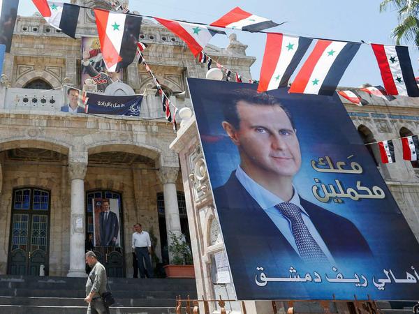 Assad-Plakate in Damaskus.