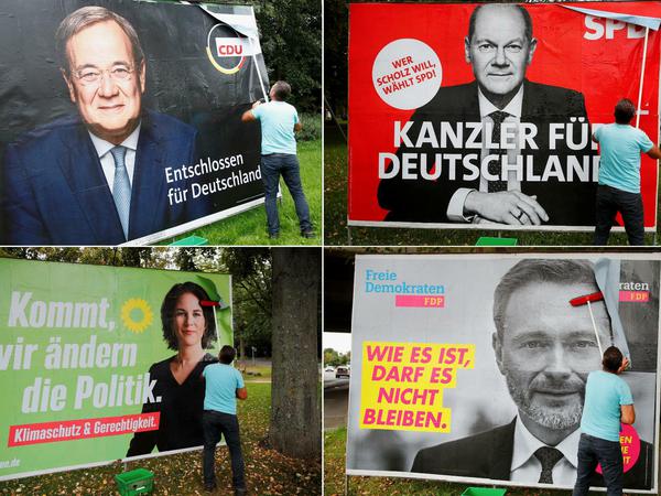 Wahlplakate zur Bundestagswahl 2021.