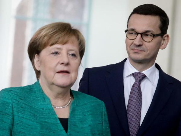 Dissens in der Frage der polnischen Justizreform: Kanzlerin Merkel und der polnische Ministerpräsident Morawiecki.