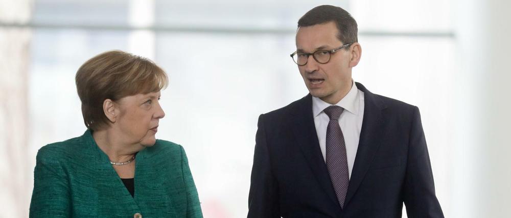 Bundeskanzlerin Angela Merkel und Mateusz Morawiecki Mitte Februar beim Antrittsbesuch des neuen polnischen Ministerpräsidenten in Berlin.