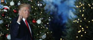"Danke schön" zwischen Weihnachtsbäumen: Der "President-elect" Donald Trump bei seiner "USA Thank You Tour 2016" in Orlando, Florida.
