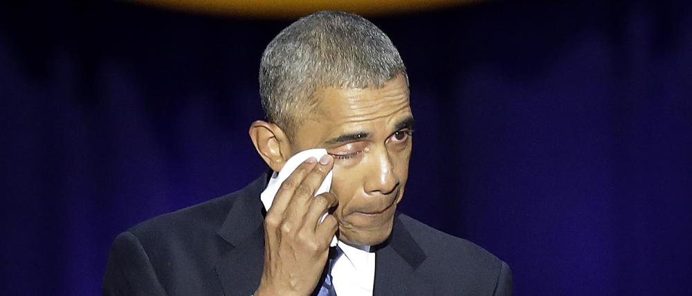 Noch US-Präsident Barack Obama weint zum Abschied. 