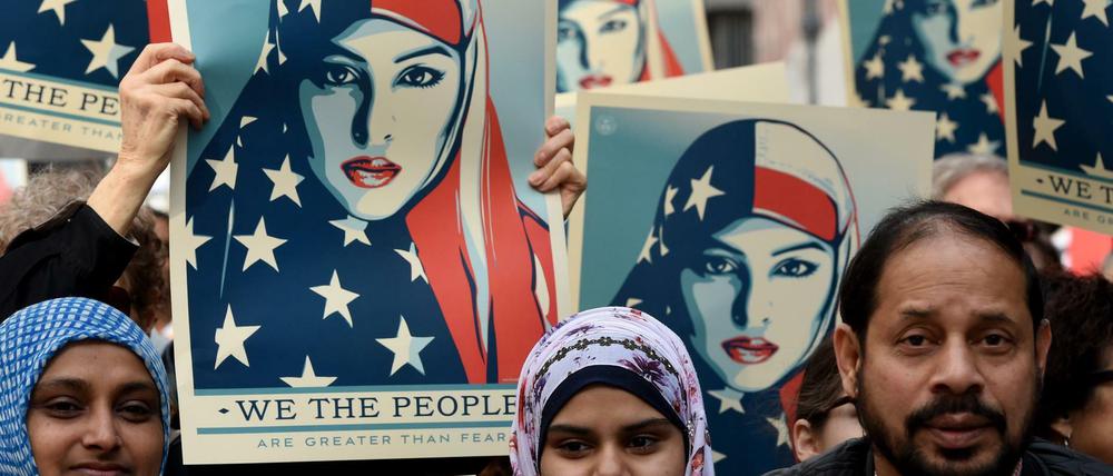 Protest gegen Donald Trumps Einreiseverbote in New York 