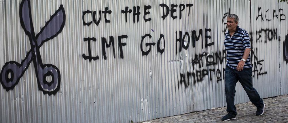 Protest gegen den Internationalen Währungsfonds an der Athener Iniversität. 