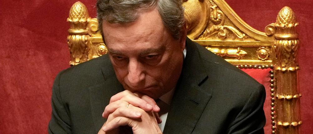 Mario Draghi, Premierminister von Italien, nimmt an einer Debatte im Senat teil. 
