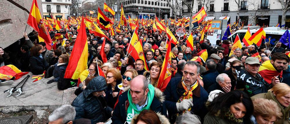 Demonstranten im Zentrum von Madrid.
