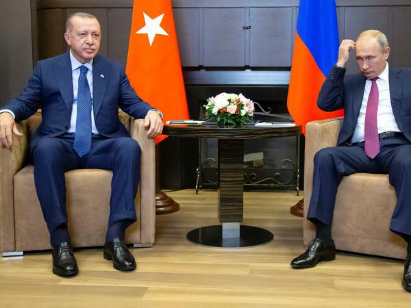 Russlands Präsident Putin (r.) ist mit seinem türkischen Amtskollegen Erdogan immer häufiger über Kreuz.