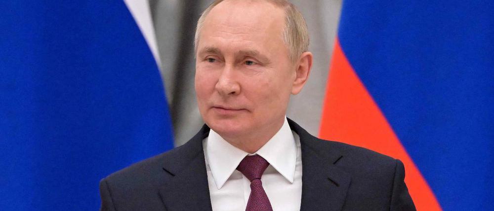 Der russische Präsident Putin bei einer Pressekonferenz in Moskau.