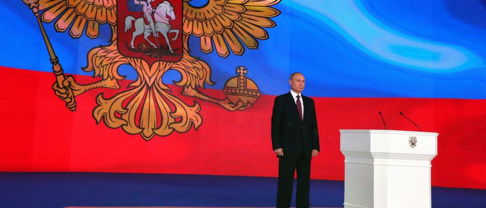 Im Wahlkampfmodus: Putin lässt keinen Zweifel daran, dass er auch in den kommenden sechs Jahren der starke Mann ist.
