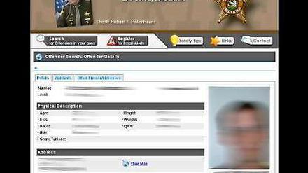 Ganz offiziell: Internet-Pranger "Dru Sjodin National Sex Offender Public Website".