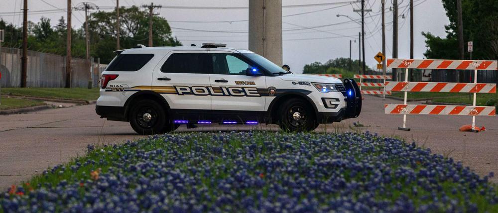 Polizeiauto am Tatort in Bryan, Texas.