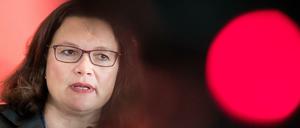 Andrea Nahles bei der Sitzung der SPD-Bundestagsfraktion im Deutschen Bundestag am Dienstag. 