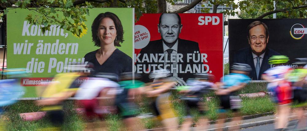 Die Sozialdemokraten liegen mit ihrem Kanzlerkandidaten Olaf Scholz bei der bei der Bundestagswahl knapp vorn.