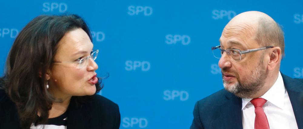 Wer hört hier künftig auf wen? Martin Schulz hat Andrea Nahles als Fraktionschefin vorgeschlagen.
