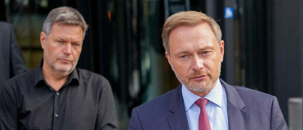 Grünen-Co-Chef Robert Habeck und FDP-Chef Christian Lindner bei den Sondierungen 
