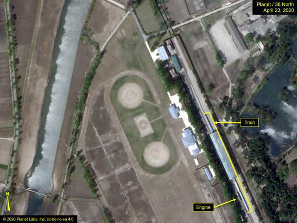 Von „38 North“ veröffentlichtes Satellitenfoto: Kim Jong Uns Zug soll in Wosan stehen.
