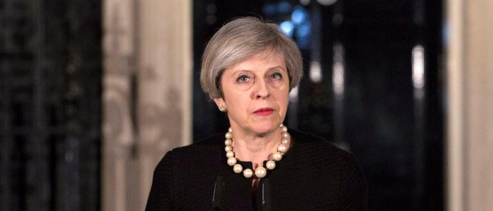 Die britische Regierungschefin May bei ihrer Ansprache zum Anschlag von Westminster.