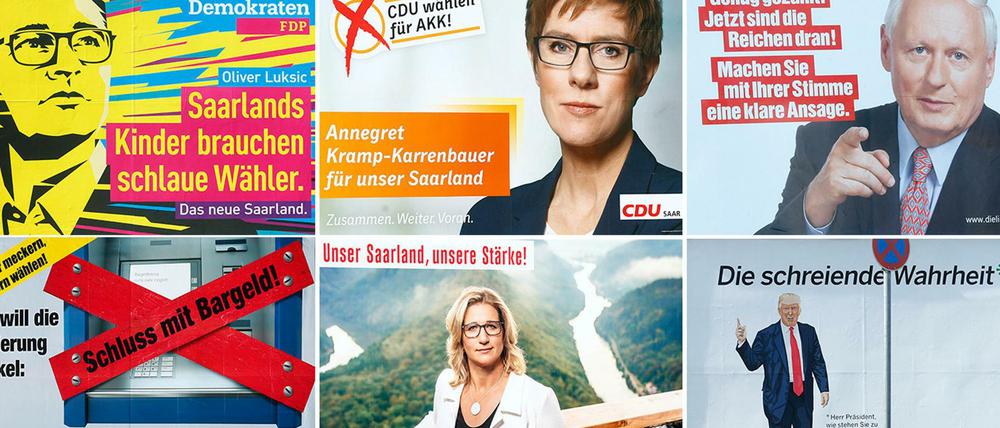 Wahlplakate aus dem Saarland.