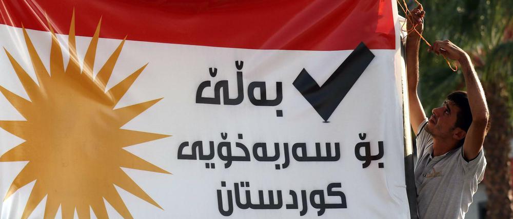 In Erbil wird für das Referendum zur Unabhängigkeit geworben. 