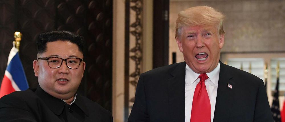 Nordkoreas Machthaber Kim Jong Un und US-Präsident Donald Trump beim Gipfel in Singapur.