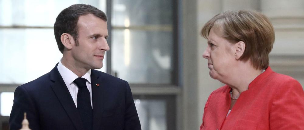 Frankreichs Präsident Macron und Kanzlerin Merkel in Berlin