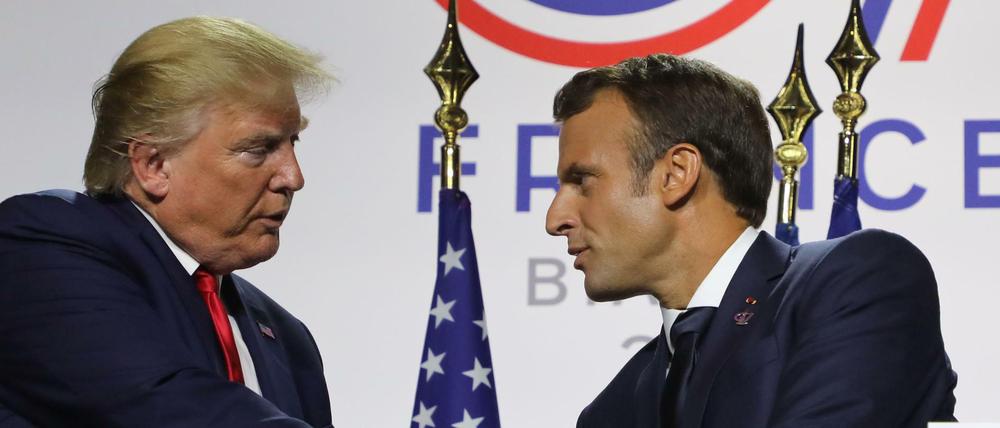 Donald Trump und Emmanuel Macron bei ihrer gemeinsamen Pressekonferenz in Biarritz.