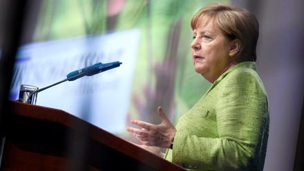 Angela Merkel (CDU) am Dienstagabend beim Wirtschaftsrat der CDU.
