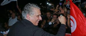 Der tunesische Präsidentschaftskandidat Nabil Karoui nach seinem Entlassung aus dem Gefängnis. 