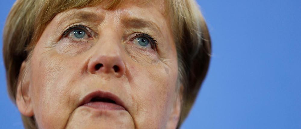 Angela Merkel am Freitagmorgen bei einer Stellungnahme in Berlin.