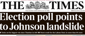 „Erdrutschsieg für Johnson“: Der Titel der „Times“ vom Freitag