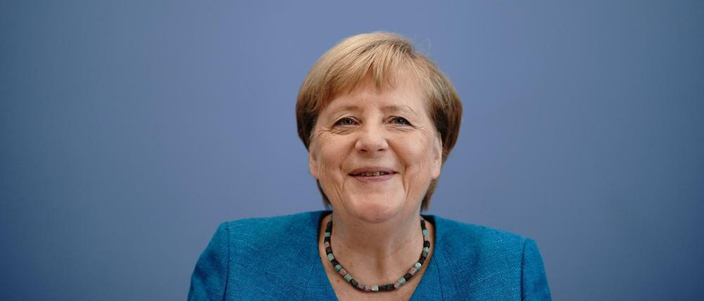 Bundeskanzlerin Angela Merkel (CDU) vor der Bundespressekonferenz im August 2020 