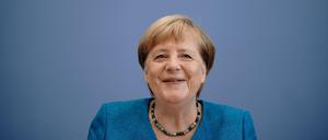 Bundeskanzlerin Angela Merkel (CDU) vor der Bundespressekonferenz im August 2020 