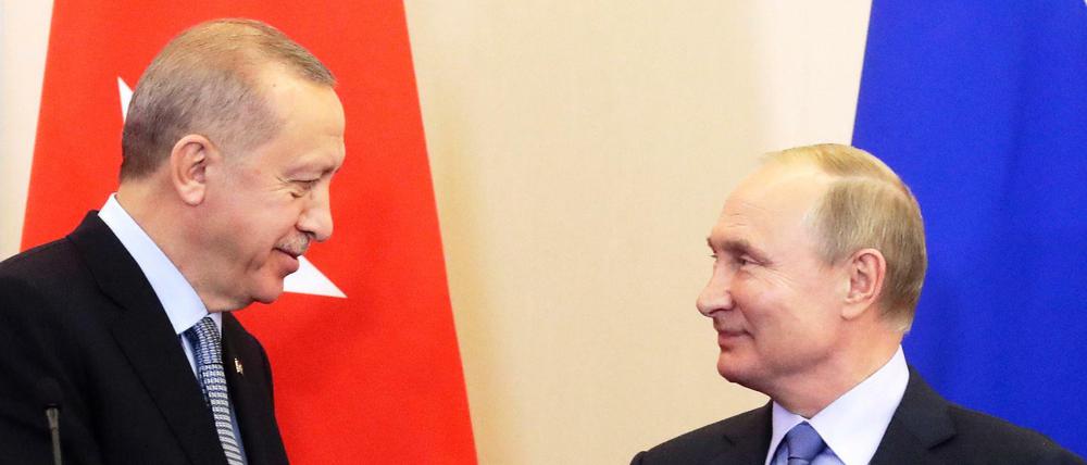Einigkeit: Wladimir Putin, Präsident von Russland, und Recep Tayyip Erdogan, Staatspräsident der Türkei