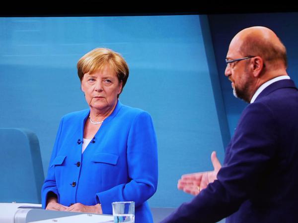 Angela Merkel (CDU) und Martin Schulz (SPD) vor der Bundestagswahl 2017.