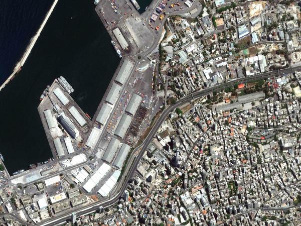 Der Hafen von Beirut aus der Vogelperspektive.