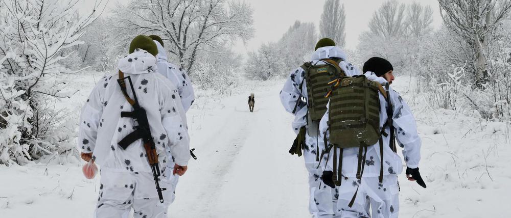 Ukrainische Soldaten beziehen Position an der Frontlinie in der Region Donezk (Archivbild).