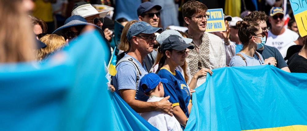 Protest gegen den russischen Angriff auf die Ukraine in Melbourne