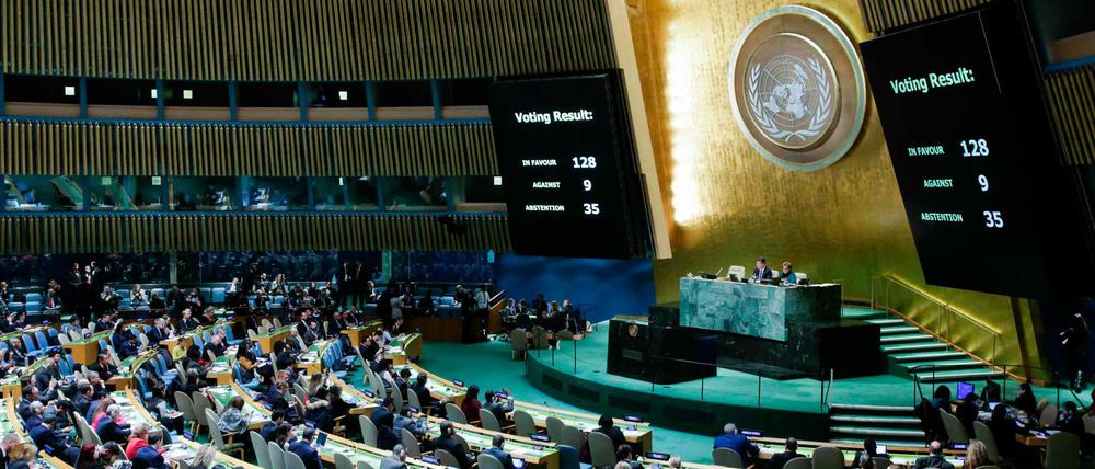 Das Votum in der Vollversammlung der Vereinten Nationen war eindeutig.